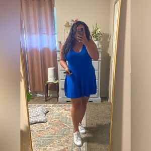 Zara Blue halter top style dress with a V-neck cut